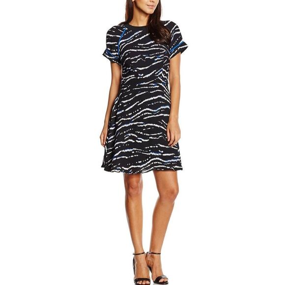 French Connection Tapir Wave Crepe Flare Dress Size 6 - Picture 1 of 8